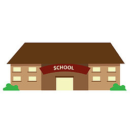 矢量手绘卡通城市学校插画