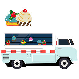 生日蛋糕矢量卡通风景冰激凌快餐