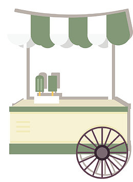 绿色丝带扁平风格快餐车