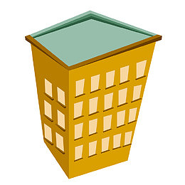 矢量手绘卡通城市办公大楼插画