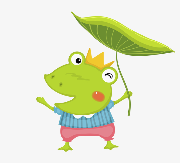 卡通拿着荷叶的青蛙免抠图
