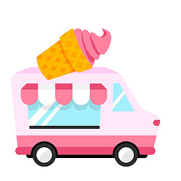雪糕流动餐车矢量素材