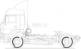 拖车矢量线描卡车货车