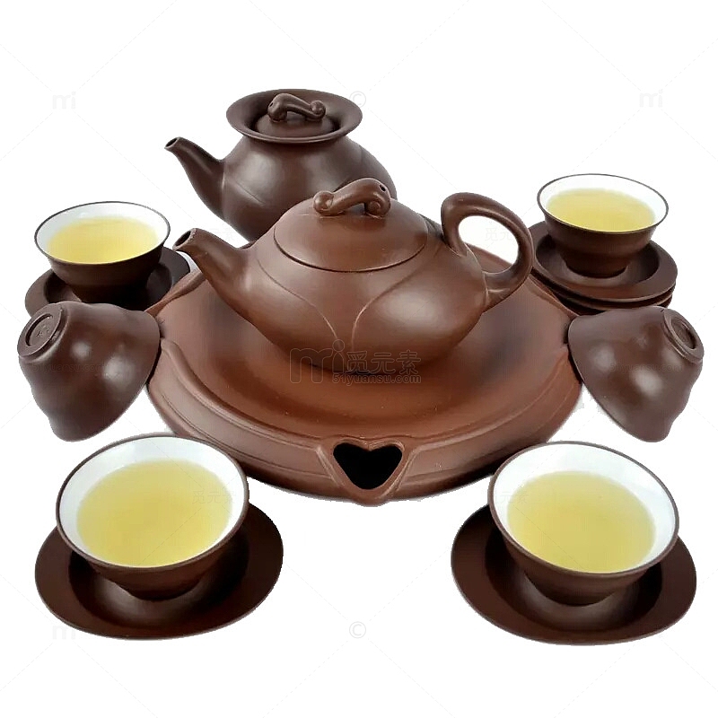 有茶的茶杯和茶壶