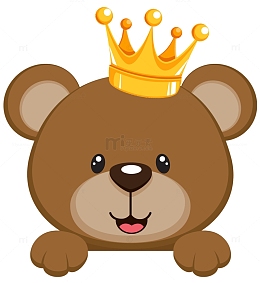 手绘戴皇冠的熊免抠图
