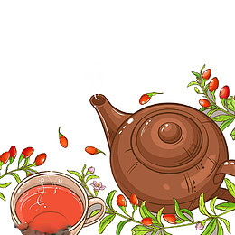 手绘枸杞茶