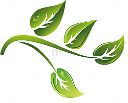 绿色卡通茶树枝矢量素材