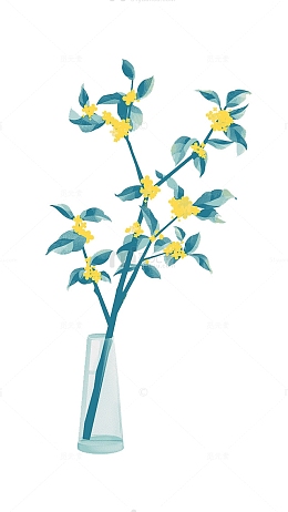 卡通手绘桂花枝条