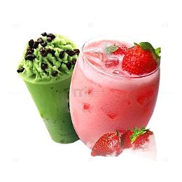 抹茶草莓奶茶组合图