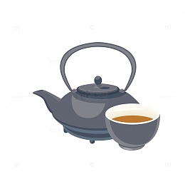 水壶和茶水手绘图