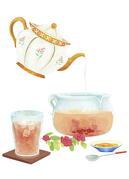 手绘西式下午茶红茶一壶茶免扣