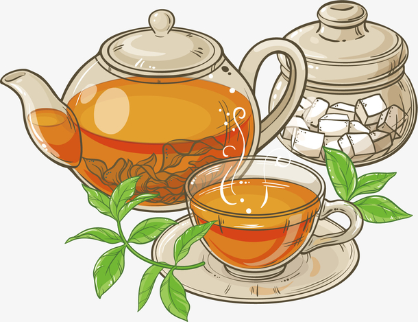 矢量图清新淡雅的茶