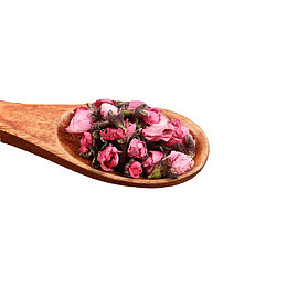 产品实物木勺色泽鲜艳桃花茶