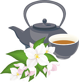 手绘卡通茶壶茶杯