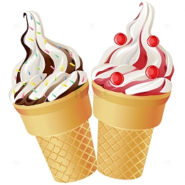 多口味甜筒矢量插画