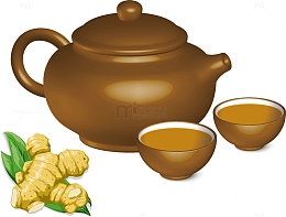 手绘卡通茶壶设计素材