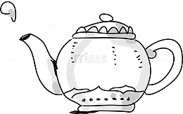 白色线条手绘茶吧