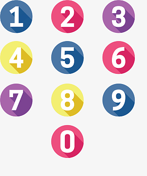 彩色圆形卡通数字