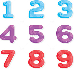 蓝色紫色粉色数字