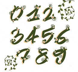 树叶花朵绿色数字
