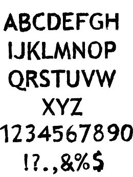 手绘黑色英文字母数字