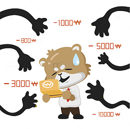 手绘看存折的小猫免抠图