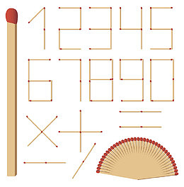 黄色手绘火柴数字