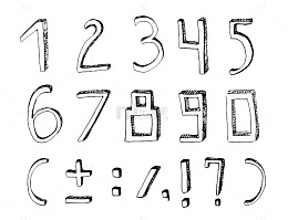 手绘黑色空心数字