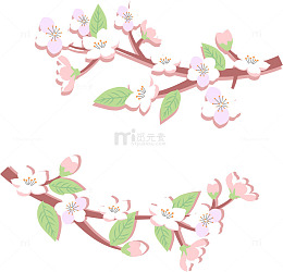 卡通手绘粉红色桃花装饰