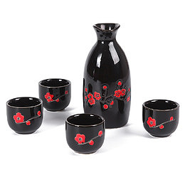 实物黑色山田烧酒具套装