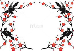 中国风水墨梅花装饰