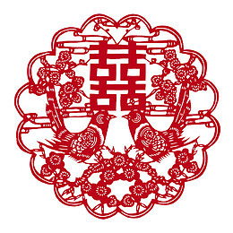 中国风剪纸喜鹊