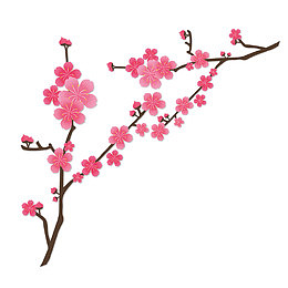一枝梅花卡通插画