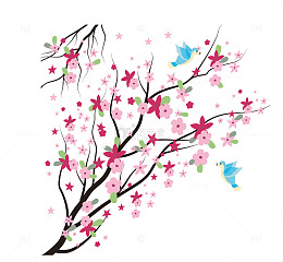 手绘粉红色桃花装饰