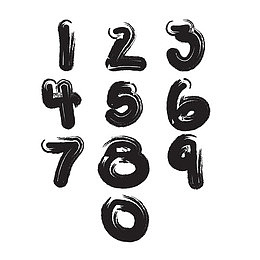 手绘黑色手写数字