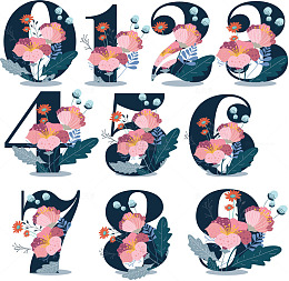 粉色花朵浪漫数字