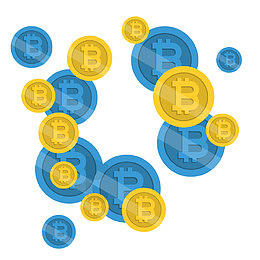 金色比特币数字财富矢量素材