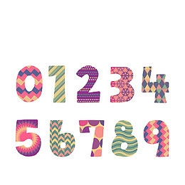 彩色手绘纹理数字