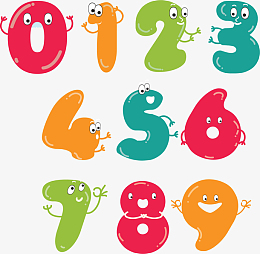 彩色卡通数字小人