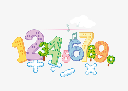 卡通手绘数字和计算符号