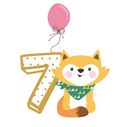 狐狸数字7卡通数字设计素材合集