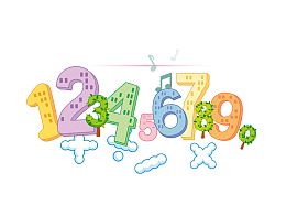 卡通手绘数字和计算符号