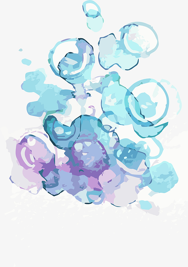 水彩蓝色美丽气泡