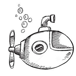 手绘潜水艇素材免抠