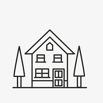 卡通简约黑白物体插画小清新房子