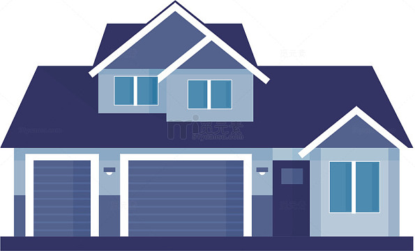 矢量图蓝色的房子