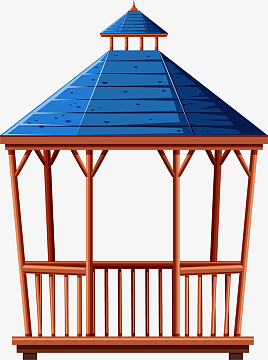 卡通亭子插画装饰贴纸设计