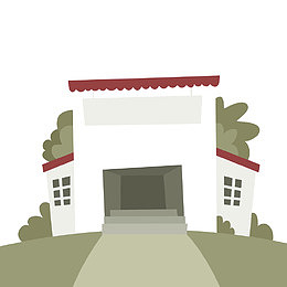 卡通学校建筑矢量图