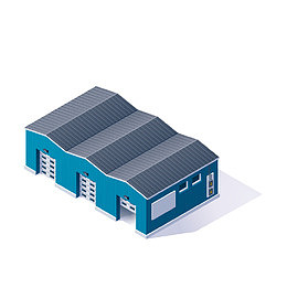 蓝色卡通厂房建筑