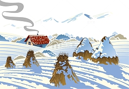 太阳冬天雪花